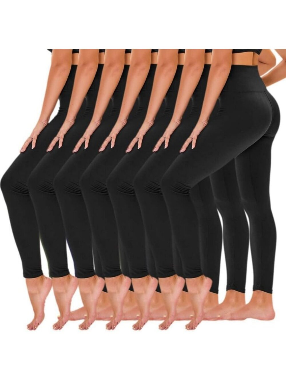High Waisted Yoga Leggings with Pockets - 7 Pack Full Length & Capri for Women